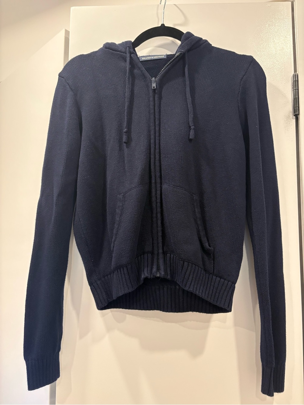 Brandy Melville Navy Zip-Up Hoodie Jacket